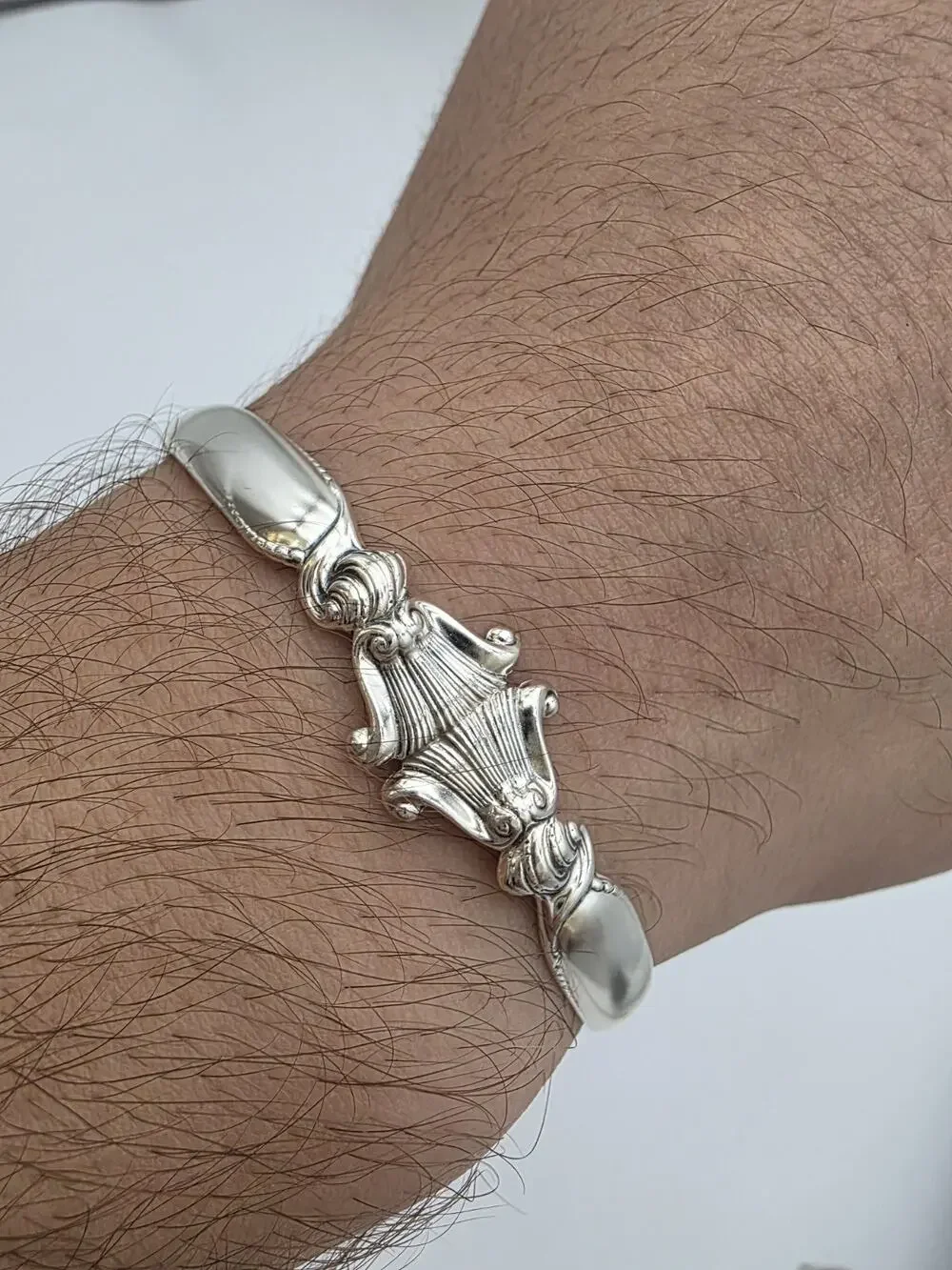 Vintage Wallace Sterling Silver 925 Romance Of The Sea Spoon Cuff Bracelet